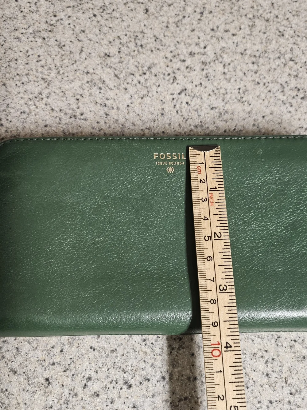 Fossil Green Leather Zip Wallet